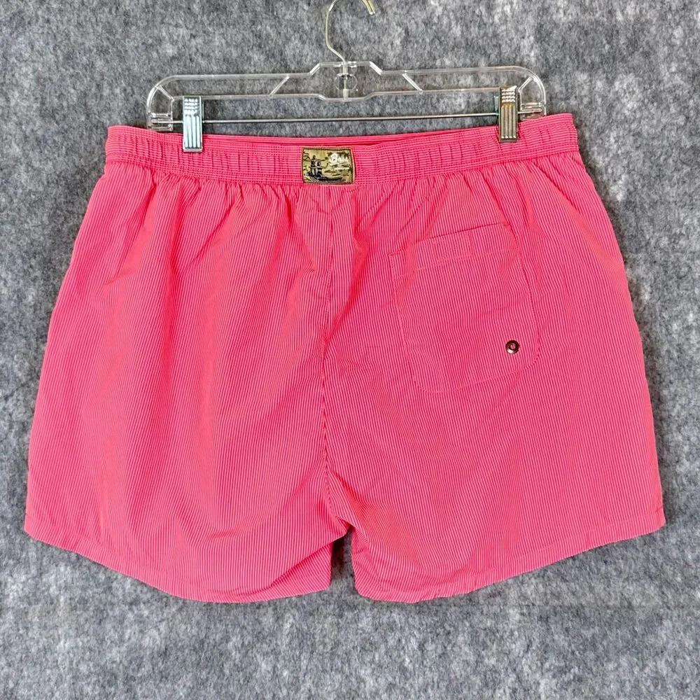 Hugo Boss Batfish Swim Trunk Mens L Coral Color with Pinstripes Pockets Lined